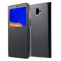 Samsung Galaxy J6+/ J6 Plus (2018) 6.0" (non compatible Galaxy J6 (2018) 5.6") [Les Dimensions EXACTES du telephone: 161.4 x 76.9 x 7.9 mm]: Etui View Case Flip Folio Leather cover - NOIR