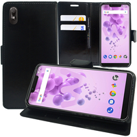 Wiko View2 Go 5.93" (non compatible Wiko View Go 5.7"/ Wiko View 2 6.0") [Les Dimensions EXACTES du telephone: 153.6 x 73.1 x 8.5 mm]: Accessoire Etui portefeuille Livre Housse Coque Pochette support vidéo cuir PU - NOIR