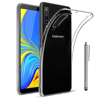 Samsung Galaxy A7 (2018) 6.0" SM-A750F (non compatible Version 2014/ 2015/ 2016/ 2017): Accessoire Housse Etui Coque gel UltraSlim et Ajustement parfait + Stylet - TRANSPARENT