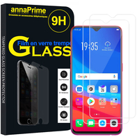 Oppo F9/ F9 Pro 6.3" CPH1823/ CPH1828/ CPH1881 [Les Dimensions EXACTES du telephone: 156.7 x 74 x 8 mm]: Lot / Pack de 2 Films de protection d'écran Verre Trempé