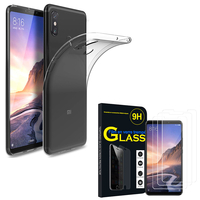 Xiaomi Mi Max 3 6.9": Etui Housse Pochette Accessoires Coque gel UltraSlim - TRANSPARENT + 3 Films de protection d'écran Verre Trempé