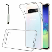 Samsung Galaxy S10+/ S10 Plus 6.4" (non compatible Galaxy S10 5G 6.7"/ S10 6.1"/ S10e 5.8"): Accessoire Housse Etui Coque gel UltraSlim et Ajustement parfait + mini Stylet - TRANSPARENT