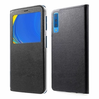 Samsung Galaxy A7 (2018) 6.0" SM-A750F (non compatible Version 2014/ 2015/ 2016/ 2017): Etui View Case Flip Folio Leather cover - NOIR