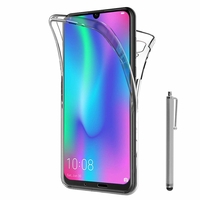 Huawei Honor 10 Lite 6.21" HRY-AL00/ HRY-AL00a/ HRY-TL00 (non compatible Huawei Honor 10 5.84"): Coque Housse Silicone Gel TRANSPARENTE ultra mince 360° protection intégrale Avant et Arrière + Stylet - TRANSPARENT