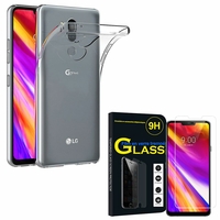 LG G7 One 6.1"/ LG X5 (2018): Etui Housse Pochette Accessoires Coque gel UltraSlim - TRANSPARENT + 1 Film de protection d'écran Verre Trempé