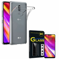 LG G7 One 6.1"/ LG X5 (2018): Etui Housse Pochette Accessoires Coque gel UltraSlim - TRANSPARENT + 2 Films de protection d'écran Verre Trempé