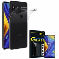 Xiaomi Mi Mix 3 6.39" M1810E5A/ M1810E5E/ M1810E5C/ M1810E5T: Etui Housse Pochette Accessoires Coque gel UltraSlim - TRANSPARENT + 2 Films de protection d'écran Verre Trempé