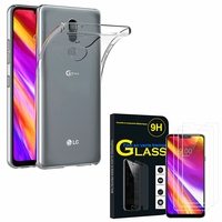 LG G7 One 6.1"/ LG X5 (2018): Etui Housse Pochette Accessoires Coque gel UltraSlim - TRANSPARENT + 3 Films de protection d'écran Verre Trempé