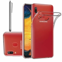 Samsung Galaxy A30 SM-A305F 6.4" [Les Dimensions EXACTES du telephone: 158.5 x 74.5 x 7.7 mm]: Accessoire Housse Etui Coque gel UltraSlim et Ajustement parfait + Stylet - TRANSPARENT