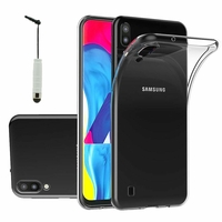 Samsung Galaxy M10 6.22" SM-M105F/ M105F/DS [Les Dimensions EXACTES du telephone: 155.6 x 75.6 x 7.7 mm]: Accessoire Housse Etui Coque gel UltraSlim et Ajustement parfait + mini Stylet - TRANSPARENT
