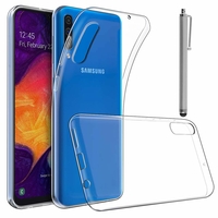Samsung Galaxy A50 SM-A505F 6.4" [Les Dimensions EXACTES du telephone: 158.5 x 74.7 x 7.7 mm]: Accessoire Housse Etui Coque gel UltraSlim et Ajustement parfait + Stylet - TRANSPARENT