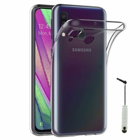 Samsung Galaxy A40 5.9" SM-A405F/ SM-A405FN/ SM-A405F/DS/ SM-A405FN/DS [Les Dimensions EXACTES du telephone: 144.4 x 69.2 x 7.9 mm]: Accessoire Housse Etui Coque gel UltraSlim et Ajustement parfait + mini Stylet - TRANSPARENT