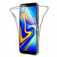 Samsung Galaxy J4 Core (2018) 6.0" (non compatible Galaxy J4 5.5") [Les Dimensions EXACTES du telephone: 161.4 x 76.9 x 7.9 mm]: Coque Housse Silicone Gel TRANSPARENTE ultra mince 360° protection intégrale Avant et Arrière - TRANSPARENT