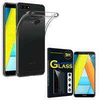 Huawei Enjoy 8E 5.7" ATU-AL10 ATU-TL10: Etui Housse Pochette Accessoires Coque gel UltraSlim - TRANSPARENT + 1 Film de protection d'écran Verre Trempé