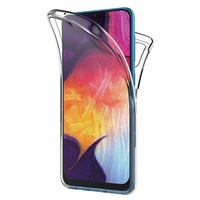Samsung Galaxy A50 SM-A505F 6.4" [Les Dimensions EXACTES du telephone: 158.5 x 74.7 x 7.7 mm]: Coque Housse Silicone Gel TRANSPARENTE ultra mince 360° protection intégrale Avant et Arrière - TRANSPARENT
