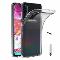 Samsung Galaxy A70 6.7" SM-A705F/ SM-A7050/ SM-A705FN/ SM-A705F/DS [Les Dimensions EXACTES du telephone: 164.3 x 76.7 x 7.9 mm]: Accessoire Housse Etui Coque gel UltraSlim et Ajustement parfait + mini Stylet - TRANSPARENT