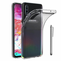Samsung Galaxy A70 6.7" SM-A705F/ SM-A7050/ SM-A705FN/ SM-A705F/DS [Les Dimensions EXACTES du telephone: 164.3 x 76.7 x 7.9 mm]: Accessoire Housse Etui Coque gel UltraSlim et Ajustement parfait + Stylet - TRANSPARENT