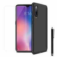 Xiaomi Mi 9/ Mi9 6.39" (non compatible Xiaomi Mi 9 SE 5.97"): Coque de protection intégrale 360° Avant Et Arrière Ultra Mince Ultra Léger avec Verre Trempé pour l'Ecran + Stylet - NOIR