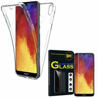 Huawei Enjoy 9E 6.09" MRD-AL00 MRD-TL00: Coque Housse Silicone Gel TRANSPARENTE ultra mince 360° protection intégrale Avant et Arrière - TRANSPARENT + 1 Film de protection d'écran Verre Trempé