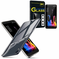 Asus ZenFone Lite (L1) ZA551KL 5.45"/ ASUS_X00RD: Etui Housse Pochette Accessoires Coque gel UltraSlim - TRANSPARENT + 1 Film de protection d'écran Verre Trempé