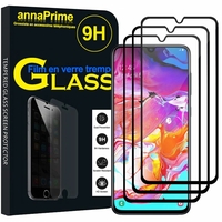 Samsung Galaxy A70 6.7" SM-A705F/ SM-A7050/ SM-A705FN/ SM-A705F/DS [Les Dimensions EXACTES du telephone: 164.3 x 76.7 x 7.9 mm]: Lot / Pack de 3 Films de protection d'écran Verre Trempé
