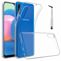 Samsung Galaxy A30S 6.4" SM-A307F A307FN A307G A307GN A307GT A307YN [Les Dimensions EXACTES du telephone: 158.5 x 74.7 x 7.8 mm]: Accessoire Housse Etui Coque gel UltraSlim et Ajustement parfait + mini Stylet - TRANSPARENT