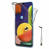 Samsung Galaxy A50S 6.4" SM-A507FN A507FN/DS [Les Dimensions EXACTES du telephone: 158.5 x 74.5 x 7.7 mm]: Coque Housse Silicone Gel TRANSPARENTE ultra mince 360° protection intégrale Avant et Arrière + mini Stylet - TRANSPARENT