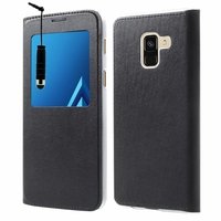 Samsung Galaxy A8+/ A8 Plus (2018) A730F 6.0"/ A8+ (2018) Duos A730F/DS: Etui View Case Flip Folio Leather cover + mini Stylet - NOIR
