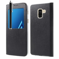 Samsung Galaxy A8+/ A8 Plus (2018) A730F 6.0"/ A8+ (2018) Duos A730F/DS: Etui View Case Flip Folio Leather cover + Stylet - NOIR