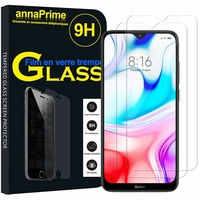 Xiaomi Redmi 8 6.22" M1908C3IC MZB8255IN [Les Dimensions EXACTES du telephone: 156.5 x 75.4 x 9.4 mm]: Lot / Pack de 2 Films de protection d'écran Verre Trempé