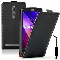 Asus Zenfone 2 ZE550ML/ ZE551ML/ Zenfone 2 Deluxe ZE551ML: Etui Rabattable Verticale en cuir PU + mini Stylet - NOIR