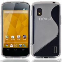 Google Nexus 4 E960/ Mako: Coque silicone Gel motif S au dos - TRANSPARENT