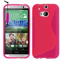 HTC One (M8)/ One M8s/ Dual Sim/ (M8) Eye/ M8 For Windows/ HTC Butterfly 2: Coque silicone Gel motif S au dos + mini Stylet - ROSE