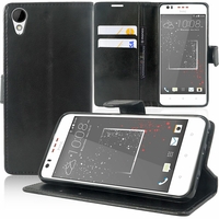 HTC Desire 825/ 825 Dual SIM: Etui portefeuille Support Video cuir PU - NOIR