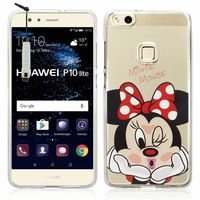 Huawei P10 Lite 5.2" (non compatible Huawei P10/ P10 Plus): Coque silicone Ultra-Fine Dessin animé jolie + mini Stylet - Minnie Mouse