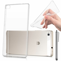 Huawei P8 (non compatible Huawei P8lite): Coque Silicone gel UltraSlim et Ajustement parfait + Stylet - TRANSPARENT