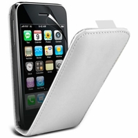 Apple iPhone 3G/ 3GS: Etui Rabattable Verticale en cuir PU - BLANC
