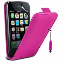 Apple iPhone 3G/ 3GS: Etui Rabattable Verticale en cuir PU + mini Stylet - ROSE