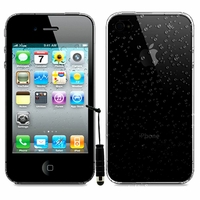 Apple iPhone 4/ 4S/ 4G: Coque Silicone Antichoc Ultraslim motif de grains flottés + mini Stylet - NOIR