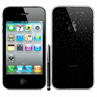 Apple iPhone 4/ 4S/ 4G: Coque Silicone Antichoc Ultraslim motif de grains flottés + Stylet - NOIR