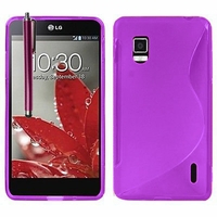 LG Optimus G E975/ E973/ E971/ F180: Coque silicone Gel motif S au dos + Stylet - VIOLET