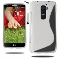 LG G2 Mini LTE Dual Sim D618 D620 D620R D620K: Coque silicone Gel motif S au dos + mini Stylet - TRANSPARENT