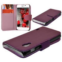 LG Optimus L5 II E460 (non compatible LG L5 II E455 Dual Sim): Etui portefeuille Livre Housse Coque Pochette cuir PU - VIOLET