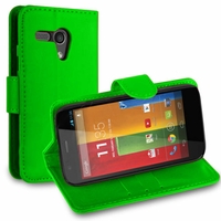 Motorola Moto G X1032/ Forte/ Grip Shell/ LTE 4G: Etui portefeuille Support Video cuir PU - VERT