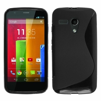 Motorola Moto G X1032/ Forte/ Grip Shell/ LTE 4G: Coque silicone Gel motif S au dos - NOIR