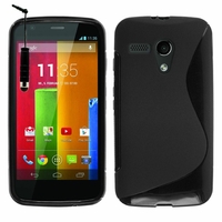 Motorola Moto G X1032/ Forte/ Grip Shell/ LTE 4G: Coque silicone Gel motif S au dos + mini Stylet - NOIR
