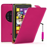 Nokia Lumia 1020/ EOS/ 909/ RM-875/ RM-877/ RM-876: Etui Rabattable Verticale en cuir PU + mini Stylet - ROSE