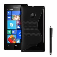 Microsoft Nokia Lumia 532/ 532 Dual SIM: Coque silicone Gel motif S au dos + Stylet - NOIR