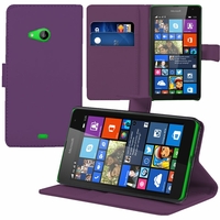 Microsoft Nokia Lumia 535/ 535 Dual SIM: Etui portefeuille Support Video cuir PU - VIOLET