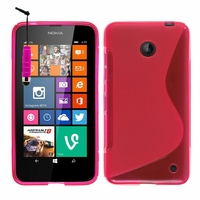 Nokia Lumia 630/ 630 3G/ 635/ 638/ RM-974/ RM-975/ RM-976: Coque silicone Gel motif S au dos + mini Stylet - ROSE